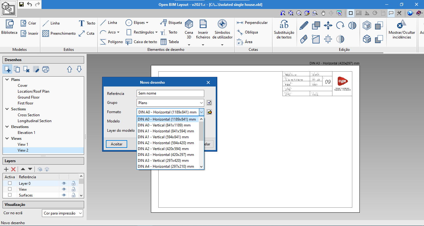 Open BIM Layout. Trabalhar no espaço do papel: criar desenhos e carregar modelos